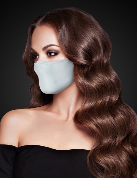 Masque facial réutilisable en tissu - 3 couches - Grise