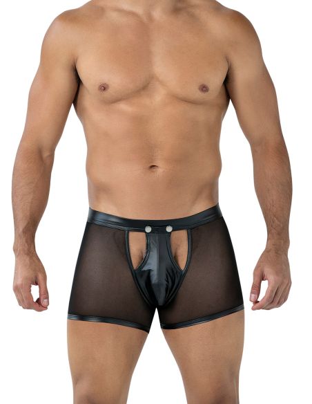 Black Sheer Boxer (Black / Red)