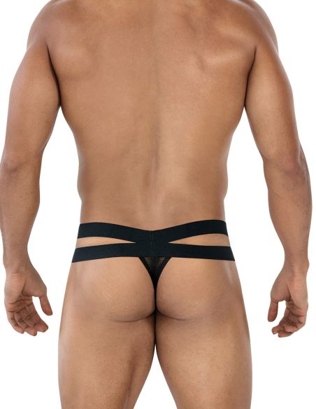 Black Mesh Crossed Thong (Black)