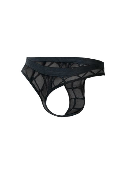 R4VAGE by C4M Thong Black Web Sheer (Negro)