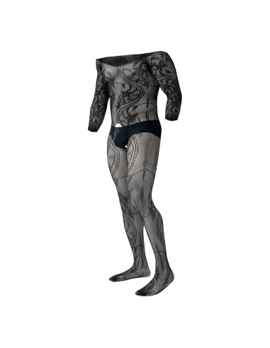 R4VAGE by C4M Bodynet Black Lacey Crotchless Fishnet (Negro)