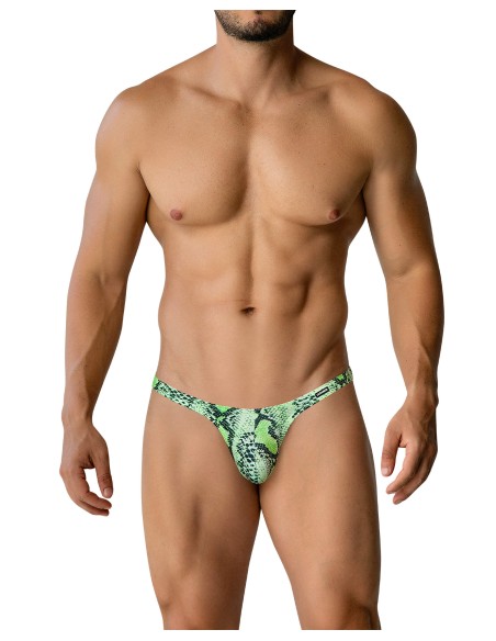 R4VAGE Python Thong Green | Men?s Snake Print Minimal Underwear | CUT4MEN